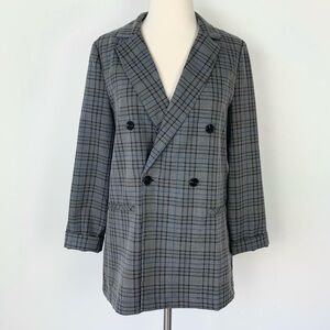 Wild Fable Oversized Double Breasted Grey Plaid Blazer Jacket